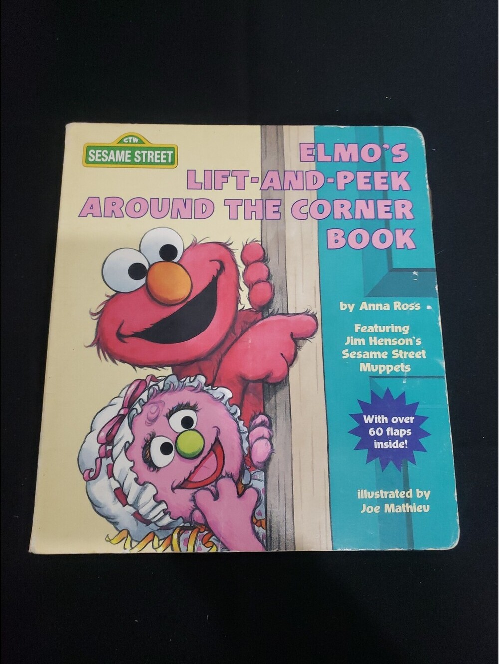 Elmo's Lift and Peek Around The Corner Book Sesame Street Wooden 1996